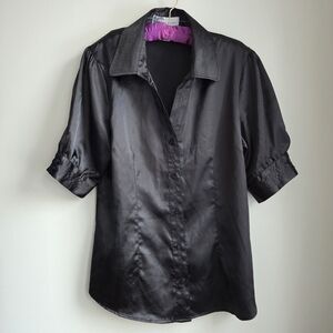 Silky Satin Puff Sleeve Blouse Shirt Point Zero M Short Sleeve